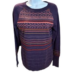 SMARTWOOL Purple Fairisle Stripe Merino Blend Long Sleeve Sweater Women's SMALL